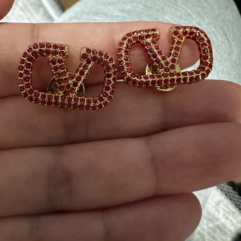Valentino Red and Gold Brooches with Elegant Design